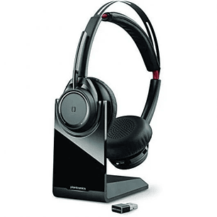 Plantronics/Poly Voyager Focus UC B825 Auriculares con Microfono Bluetooth 4.0 - Alcance hasta 30m - Autonomia hasta 12h - Base de Carga - Color Negro