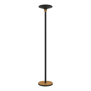 Unilux Baly Bamboo Lampara de Pie LED - Atenuador Tactil de 3 Intensidades - Luz Calida - Fabricada en Bambu y Acero - Base Resistente - Color Negro
