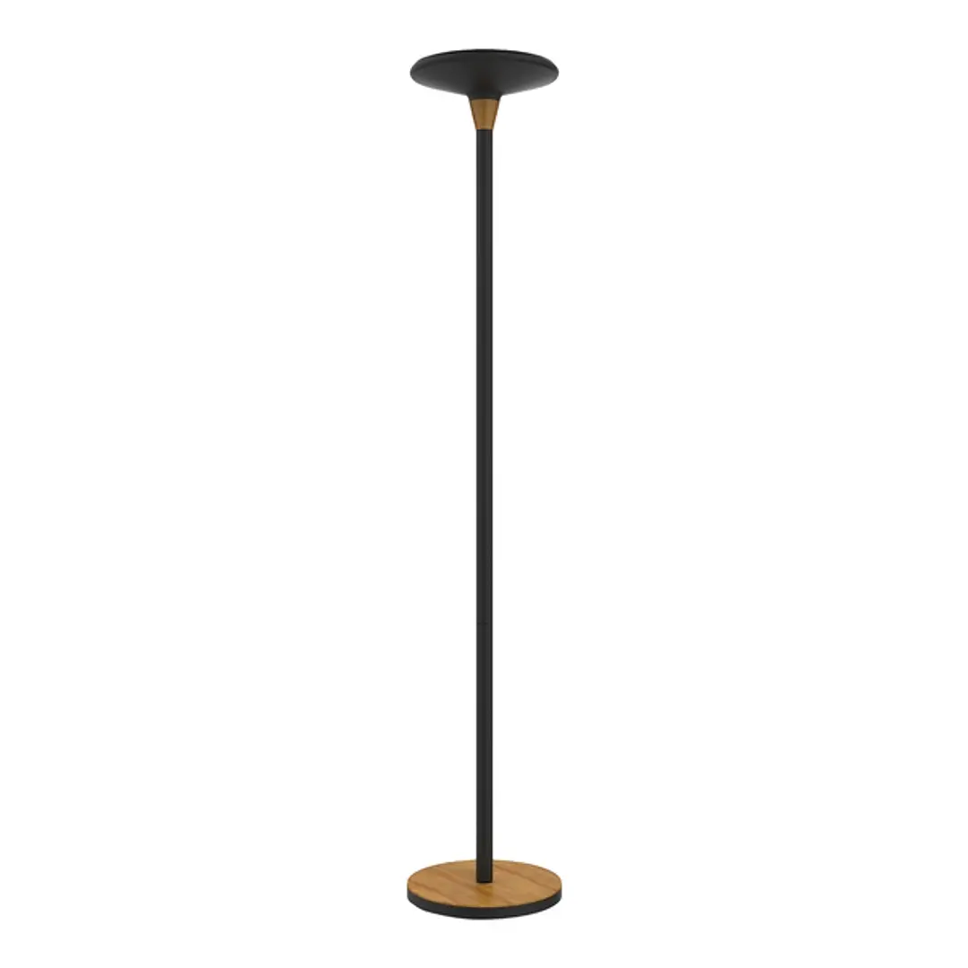 Unilux Baly Bamboo Lampara de Pie LED - Atenuador Tactil de 3 Intensidades - Luz Calida - Fabricada en Bambu y Acero - Base Resistente - Color Negro 1