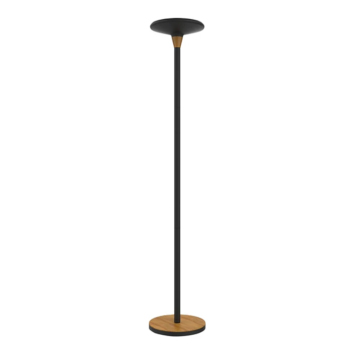 Unilux Baly Bamboo Lampara de Pie LED - Atenuador Tactil de 3 Intensidades - Luz Calida - Fabricada en Bambu y Acero - Base Resistente - Color Negro 1