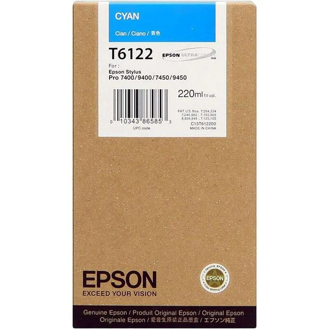 Epson T6122 Cyan Cartucho de Tinta Original - C13T612200 1