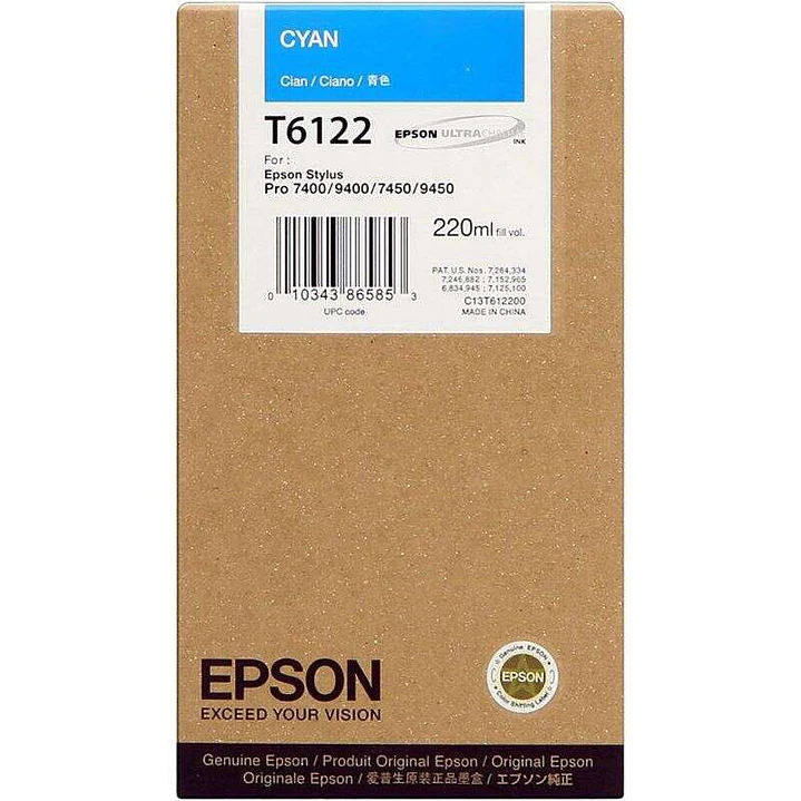 Epson T6122 Cyan Cartucho de Tinta Original - C13T612200 1