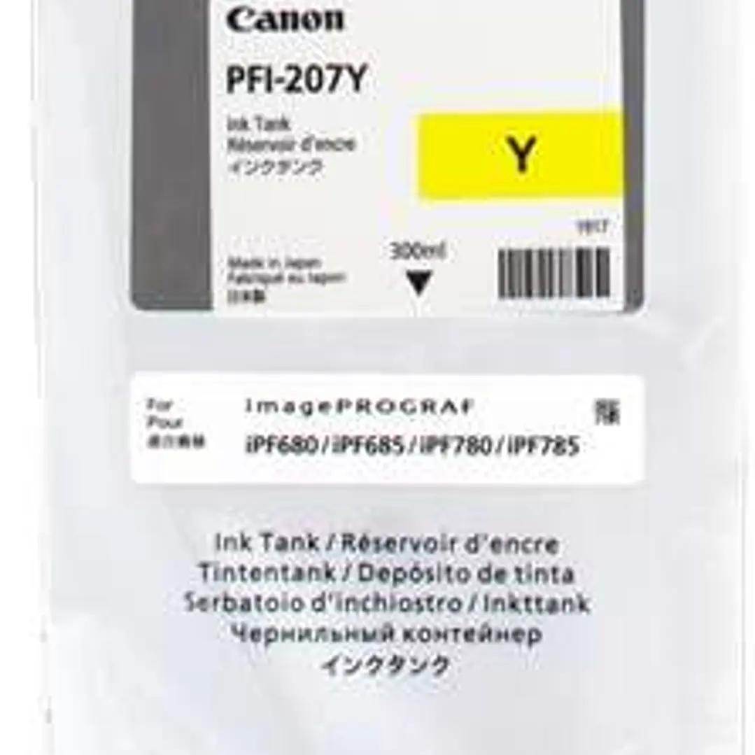 Canon PFI207 Amarillo Cartucho de Tinta Original - PFI207Y/8792B001 1