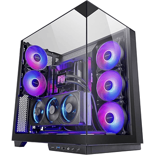 Mars Gaming MC-3GF Caja Torre ATX - 2 Ventiladores ARGB Traseros Preinstalados - Triple Cristal Templado - Montaje Vertical para Tarjetas Graficas - S