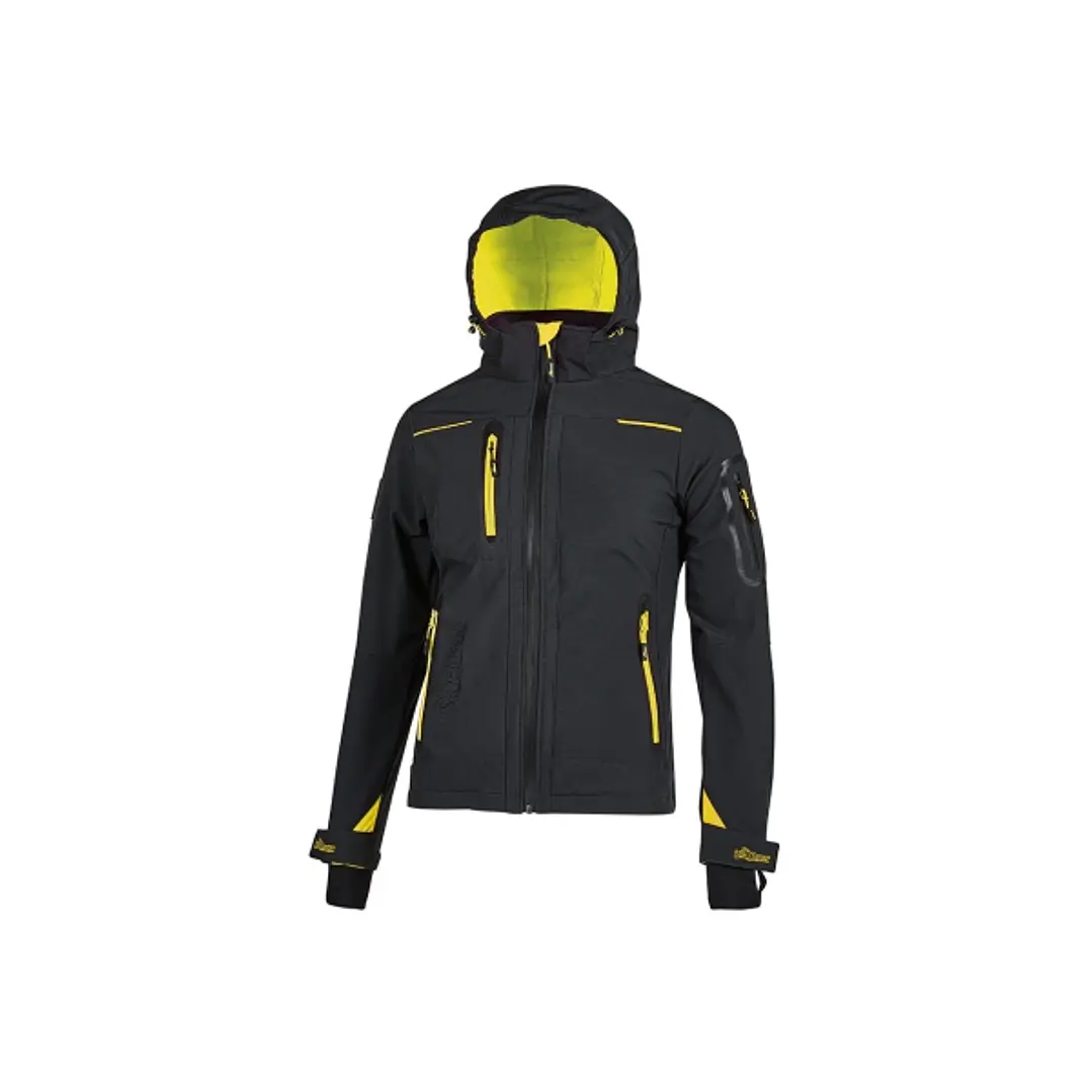 Upower Space Lady Chaqueta Softshell - Talla L - Membrana U-Tex, Repelente al Agua, a Prueba de Viento, Forro Micropolar, Capucha Desmontable, Bolsill 1