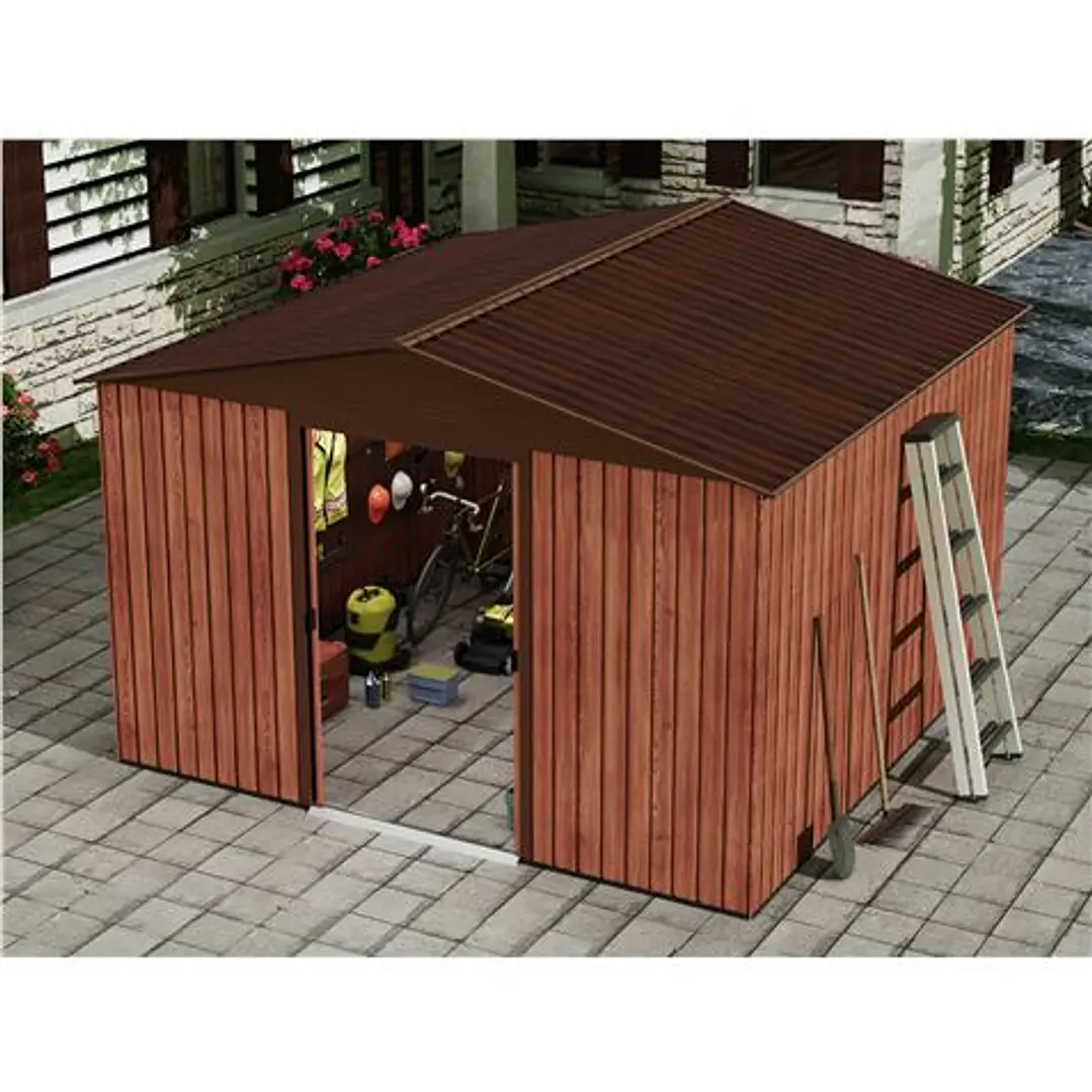 Sungarden Caseta de Metal - Puerta Corredera - 9.14M2 - Color Madera 1