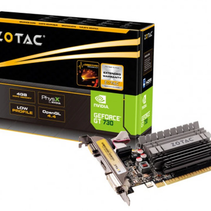 Zotac GeForce GT 730 Tarjeta Grafica 4GB GDDR3 HDMI, DVI-D, VGA 1