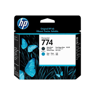 HP 774 Cabezal de Impresion Original - Negro Mate, Cyan - P2W01A