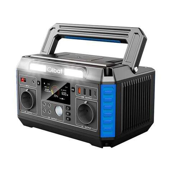 Elbat Generador de Energia Portatil - 600W - Bateria de Litio - Display LED - Carga Solar - Accesorios Incluidos - Puertos de Salida USB y DC - Color  1