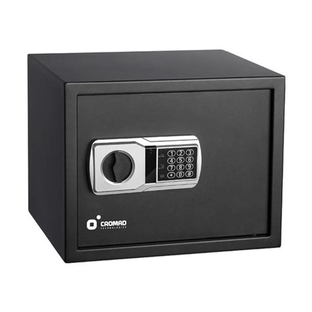 Cromad Caja Fuerte Electronica - Alto Nivel de Seguridad - De 3 a 8 Digitos - Bisagras Ocultas - Incluye Llave de Emergencia - 300x380x300mm 1
