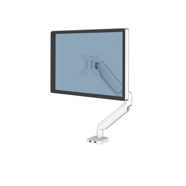 Fellowes Platinum Series Brazo para Monitor Individual - Ajustable con Muelle de Gas - 2 Puertos USB - Sistema de Gestion de Cables - Color Blanco 1