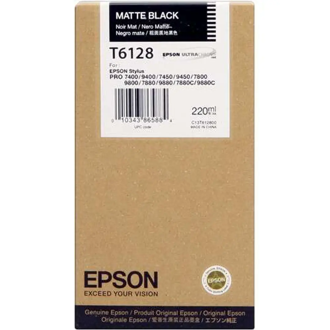 Epson T6128 Negro Mate Cartucho de Tinta Original - C13T612800 1