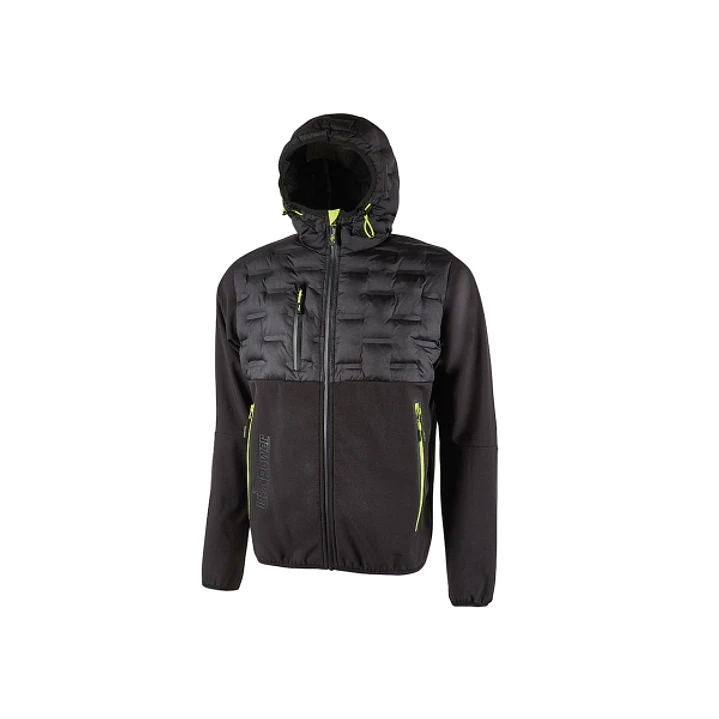 Upower Spock Chaqueta Hibrida Transpirable y Antiviento - Talla 4XL - Cierre Impermeable, Capucha Ajustable, Plumon sin Costuras, Bolsillos Fluorescen 1