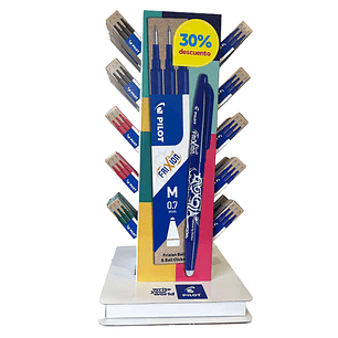 Pilot Expositor de 60 Packs de 3 Recambios para Frixion Ball / Frixion Clicker - Tinta Gel Borrable - Punta de Bola 0.7mm - Trazo 0.4mm - Colores Surt