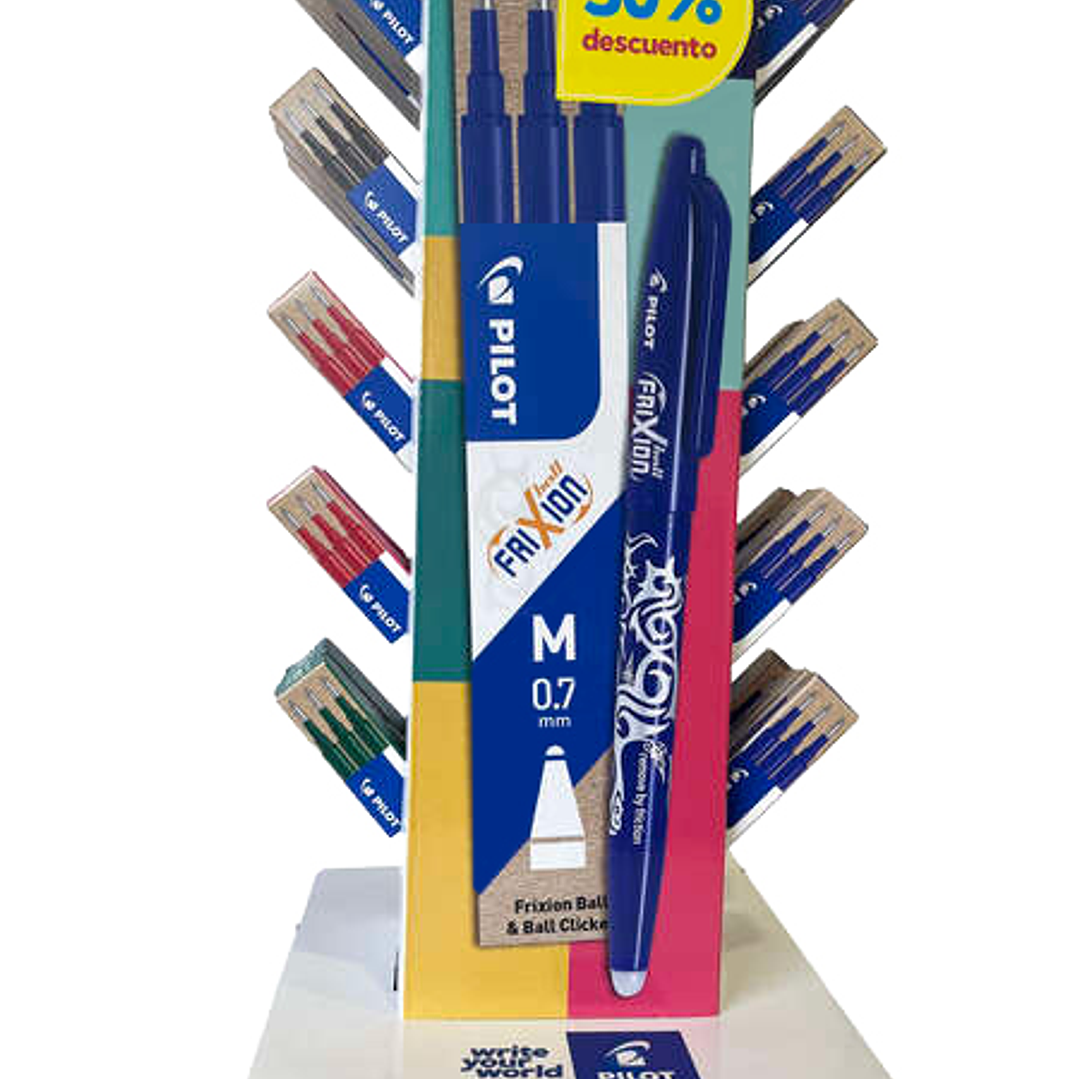 Pilot Expositor de 60 Packs de 3 Recambios para Frixion Ball / Frixion Clicker - Tinta Gel Borrable - Punta de Bola 0.7mm - Trazo 0.4mm - Colores Surt 1