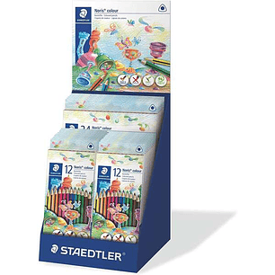 Staedtler Noris Colour 187 Expositor de 25 Estuches de Lapices Triangulares de Colores - Resistencia a la Rotura - Colores Surtidos