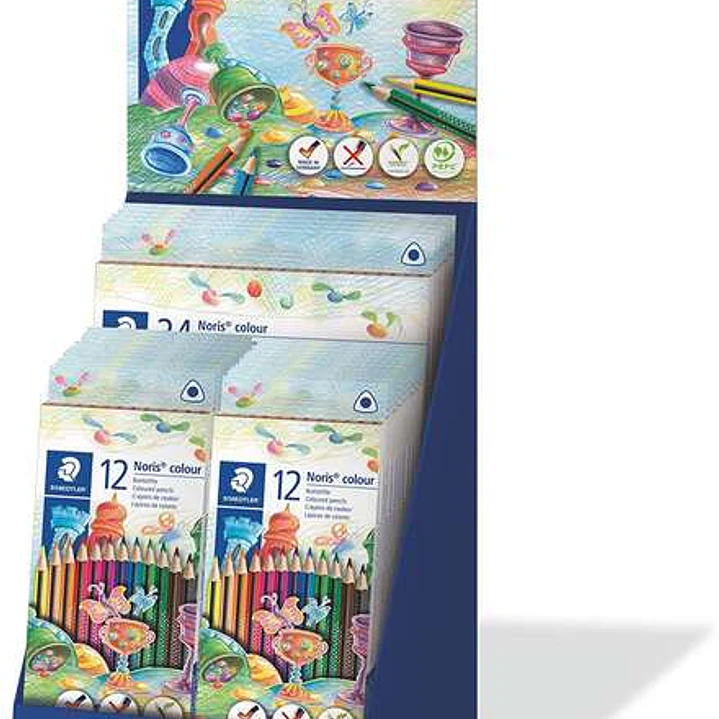 Staedtler Noris Colour 187 Expositor de 25 Estuches de Lapices Triangulares de Colores - Resistencia a la Rotura - Colores Surtidos 1