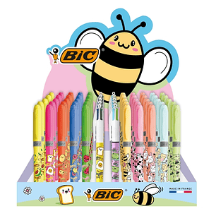 Bic Kawaii Pack de 144uds + Expositor con Capacidad para 60uds - Incluye 120 Marcadores Fluorescentes Highlighter Grip en Colores Surtidos, 12 Boligra