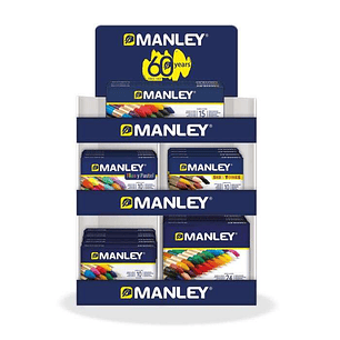 Manley Expositor de 40 Packs Surtidos de Ceras Blandas - Trazo Suave - Gran Variedad de Tecnicas y Aplicaciones - Fabricacion Artesanal - Colores Surt