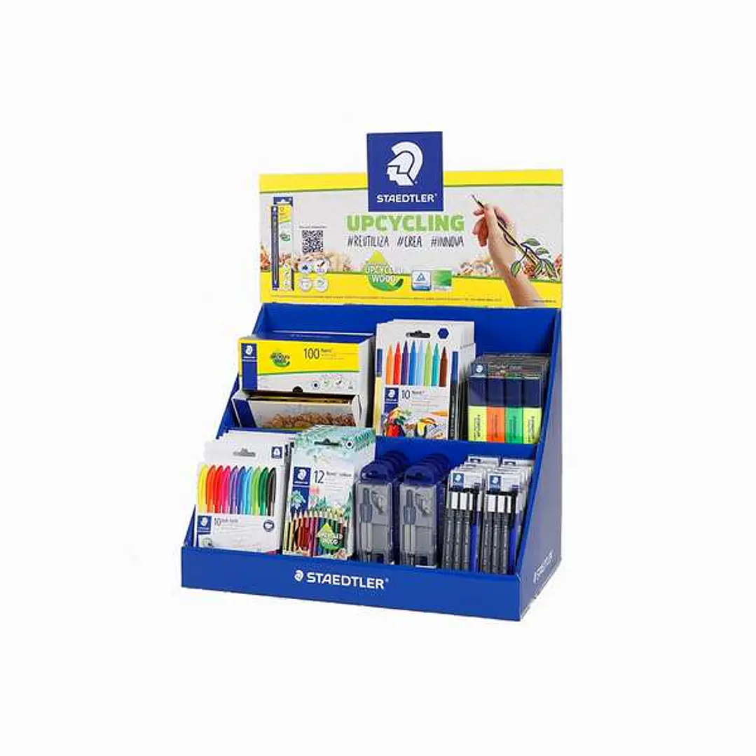 Staedtler Expositor de Sobremesa con 8ud 185 C12, 5ud 364-S WP4P, 6ud 326 C10, 10ud 308 S1 WP3, 1ud 120HBCA1 P, 10ud 550 60, 5ud 4320 MC10 y 2ud de Re 1