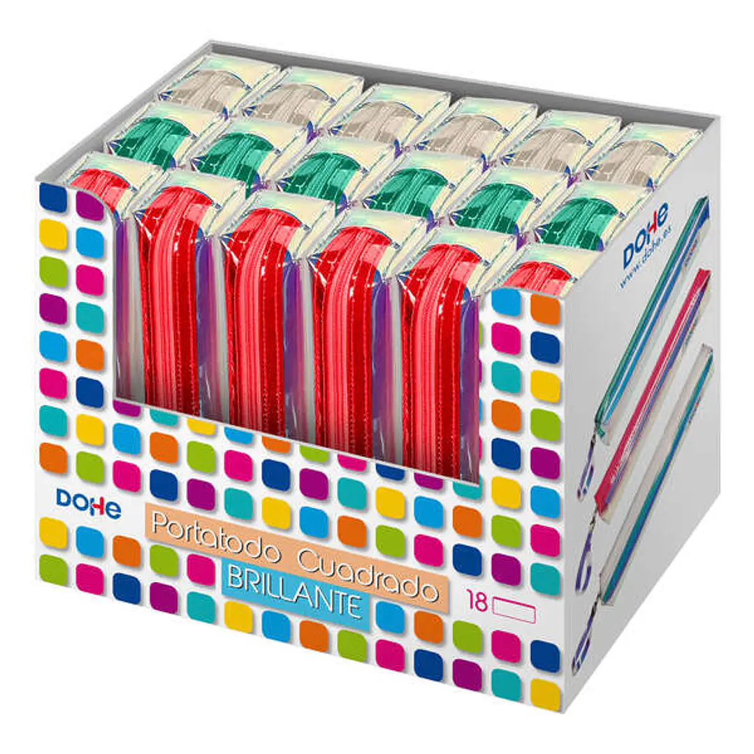 Dohe Expositor con 18 Portatodos Simples Cuadrados - Realizado en Material Translucido Reflectante - Colores Surtidos 1