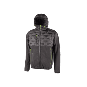 Upower Spock Chaqueta Hibrida Transpirable y Antiviento - Talla L - Cremallera Impermeable, Capucha Ajustable, Acolchado sin Costuras, Bolsillos Fluor