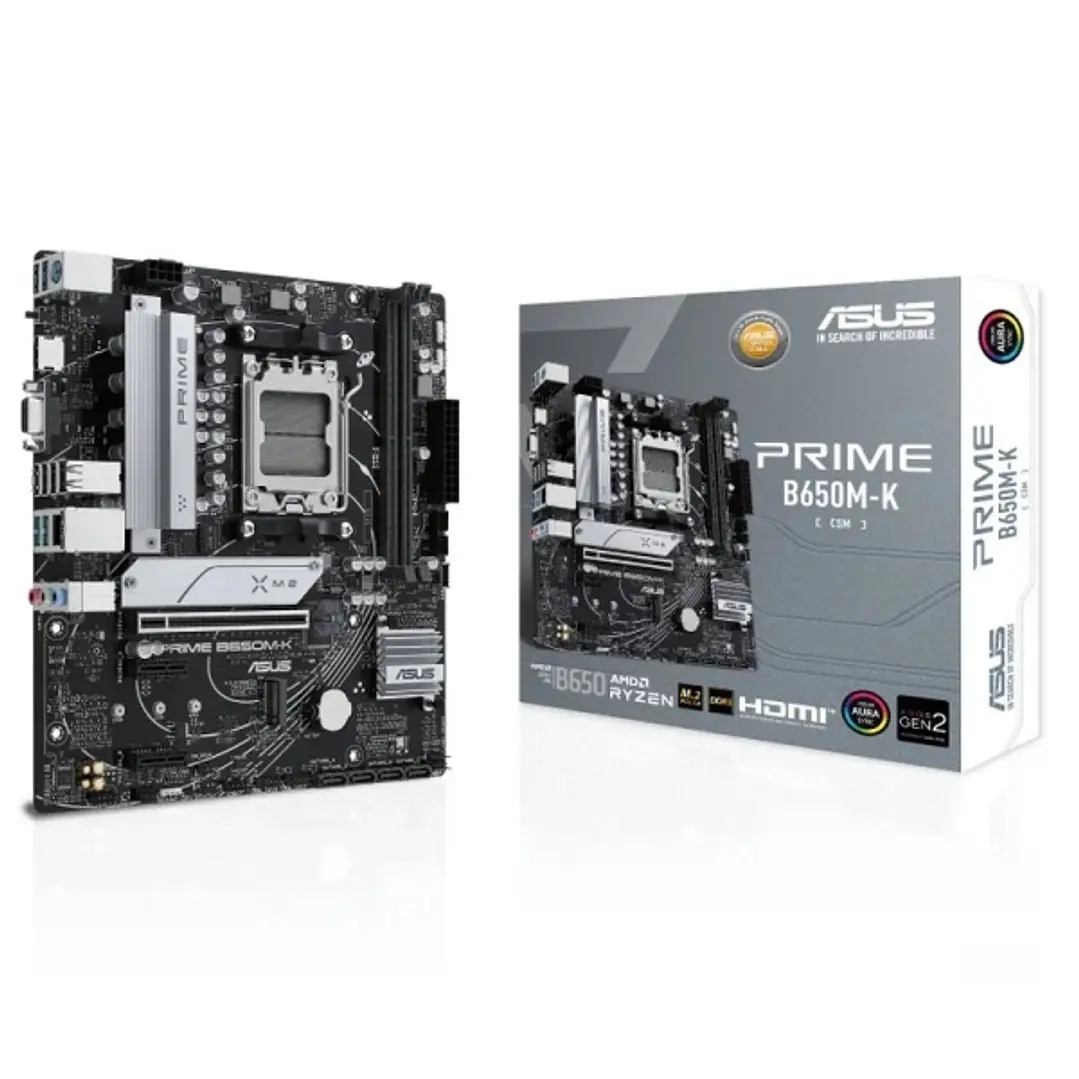 Asus Prime B650M-K Placa Base AMD AM5 2x DDR5 - HDMI, M.2, PCIe 4.0, 4x Sata III, USB 2.0, 3.2, RJ-45, VGA, Factor MicroATX 1