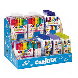 Carioca Fineliner Expositor con 50 Packs Surtidos de Rotuladores Fineliner - Punta Blanca de Acetal 0.5mm - Colores Surtidos