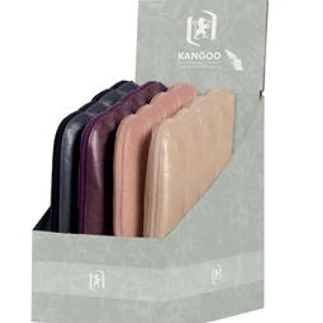 Oxford Kangoo Expositor con 16 Estuches Kangoo Piel - Fabricados en Piel 100% - Goma Kangoo para Acoplar al Cuaderno - 4 Colores Surtidos 1