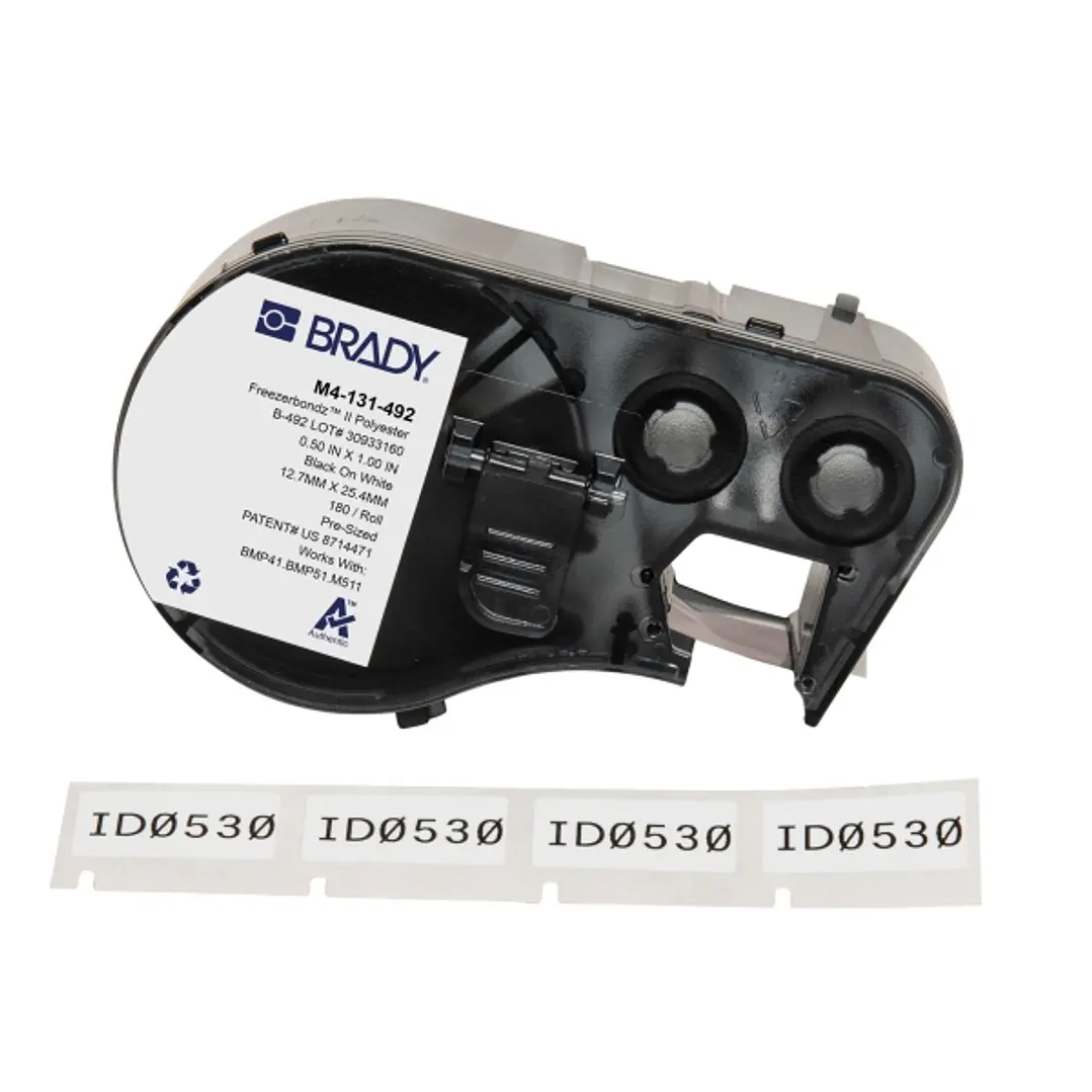 Brady M4-131-492 Cinta de Etiquetas Original Poliester Ultrafinas para Laboratorio - Texto Negro sobre Fondo Blanco - Ancho 25,40mm x Alto 12,70mm 1