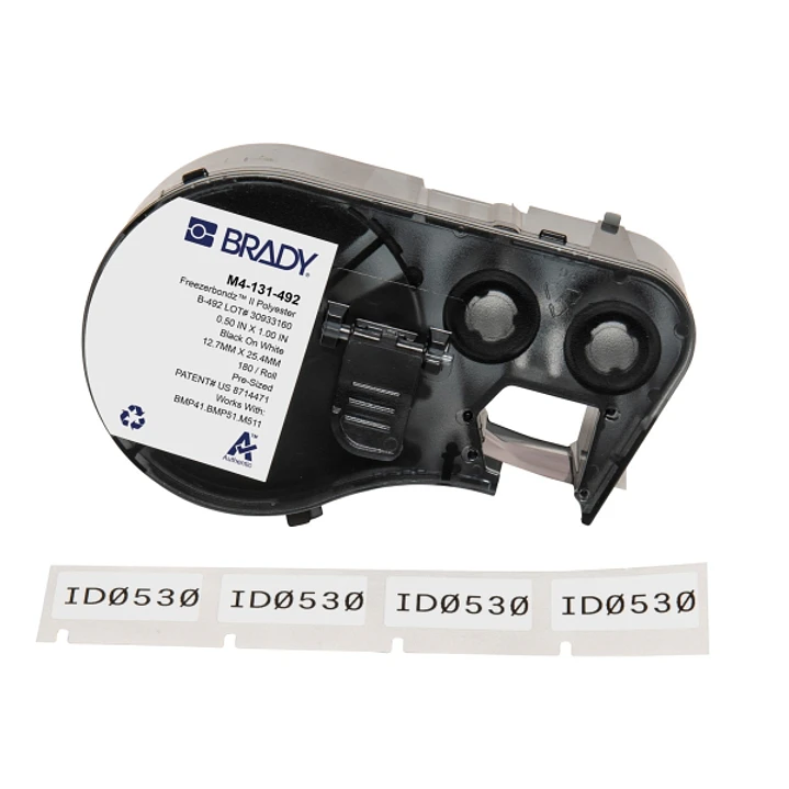 Brady M4-131-492 Cinta de Etiquetas Original Poliester Ultrafinas para Laboratorio - Texto Negro sobre Fondo Blanco - Ancho 25,40mm x Alto 12,70mm 1