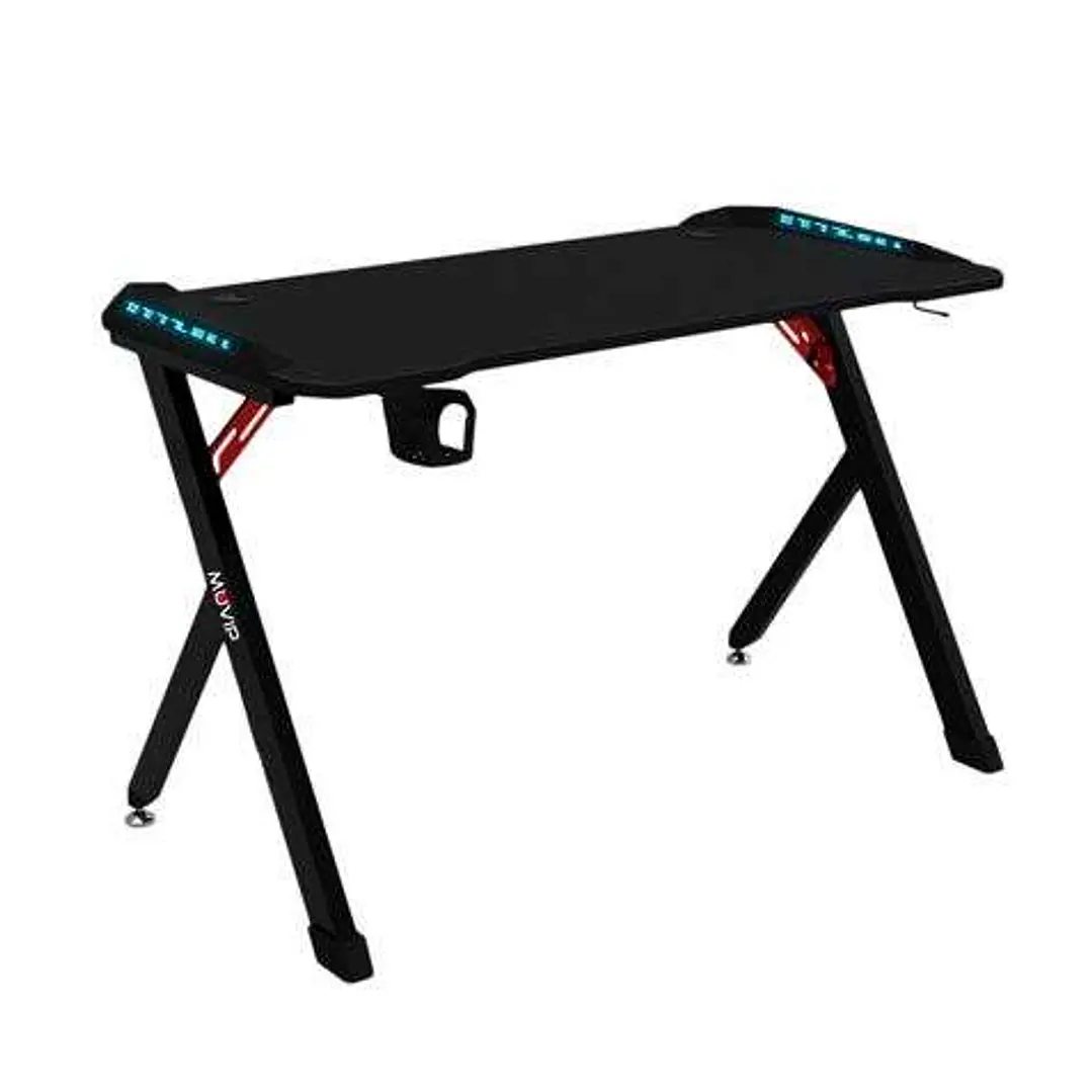 Muvip PRO1200 Mesa Gaming Fibra de Carbono con Luz RGB - Solida - Gran Superficie - Portavasos - Gancho para Auriculares - Medidas 120x60x75cm - Color 1
