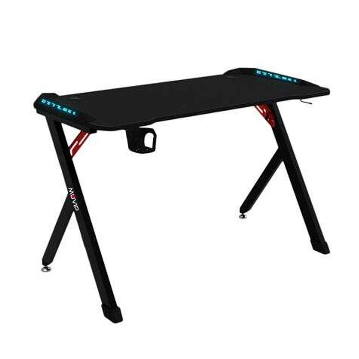 Muvip PRO1200 Mesa Gaming Fibra de Carbono con Luz RGB - Solida - Gran Superficie - Portavasos - Gancho para Auriculares - Medidas 120x60x75cm - Color 1