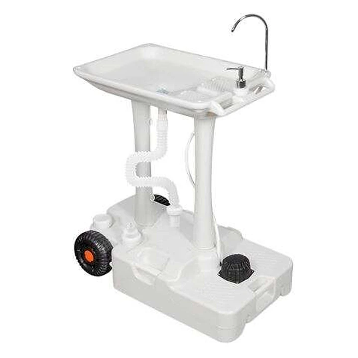 Muvip Carrito de Lavabo Portatil - Capacidad 30 Litros - Diseño de Montaje Rapido - Incorpora Colgador para Toalla - Color Blanco 1