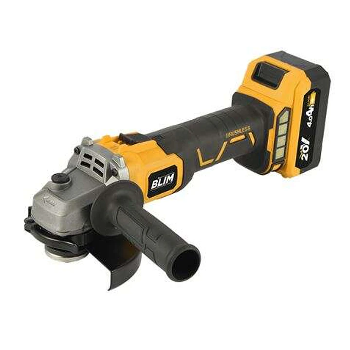 Blim Radial 115mm S/Carbones 20V - Bateria 4Ah - Velocidad Variable - Maletin de Transporte - Color Amarillo 1