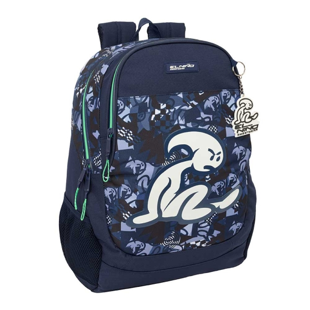 Safta el Niño Navy Mochila Adaptable a Carro - Bolsillos Laterales - Dos Compartimentos - Tirador Doble - Hombreras Ergonomicas - Asa Superior - 23L - 1