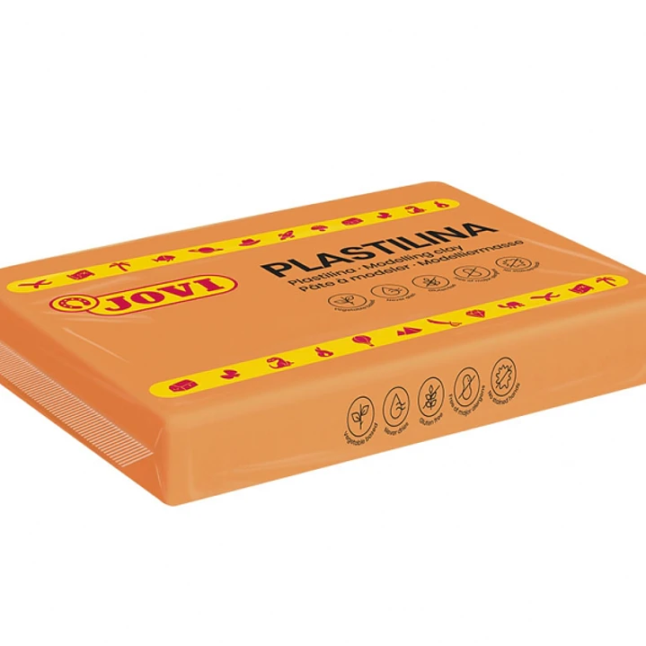 Jovi Caja de 15 Pastillas de Plastilina 350gr - 100% Vegetal - No Se Seca - sin Gluten - Facil de Moldear - Inocua y No Toxica - Color Naranja 1