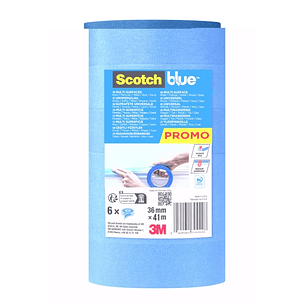 Scotchblue Pack de 6 Cintas de Enmascarar - 36mm x 41m - 100% PEFC - Multisuperficie - Color Azul