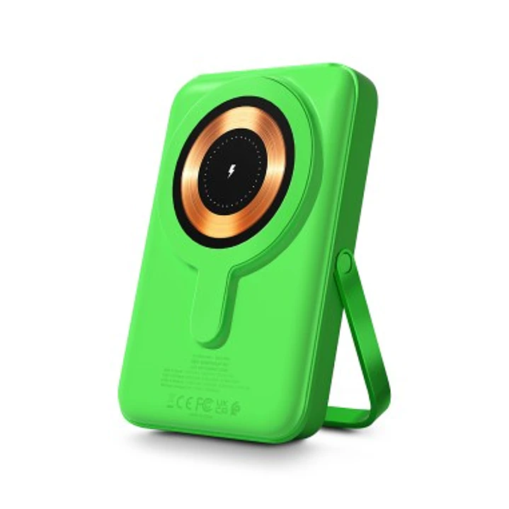 Urban Factory Magnee Power Powerbank Universal 10000mAh - Entrada USB-C - Salida USB-C, USB-A e Inalambrica - Color Verde Neon 1