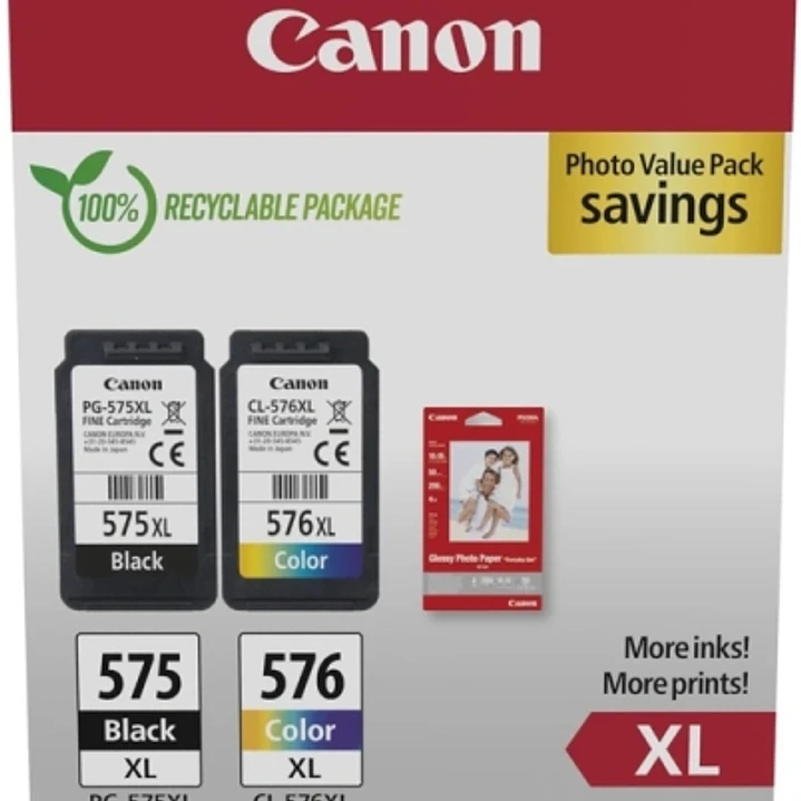 Canon PG575XL/CL576XL Multipack de 2 Cartuchos de Tinta Originales + 50 Hojas de Papel Fotografico - 5437C006 1