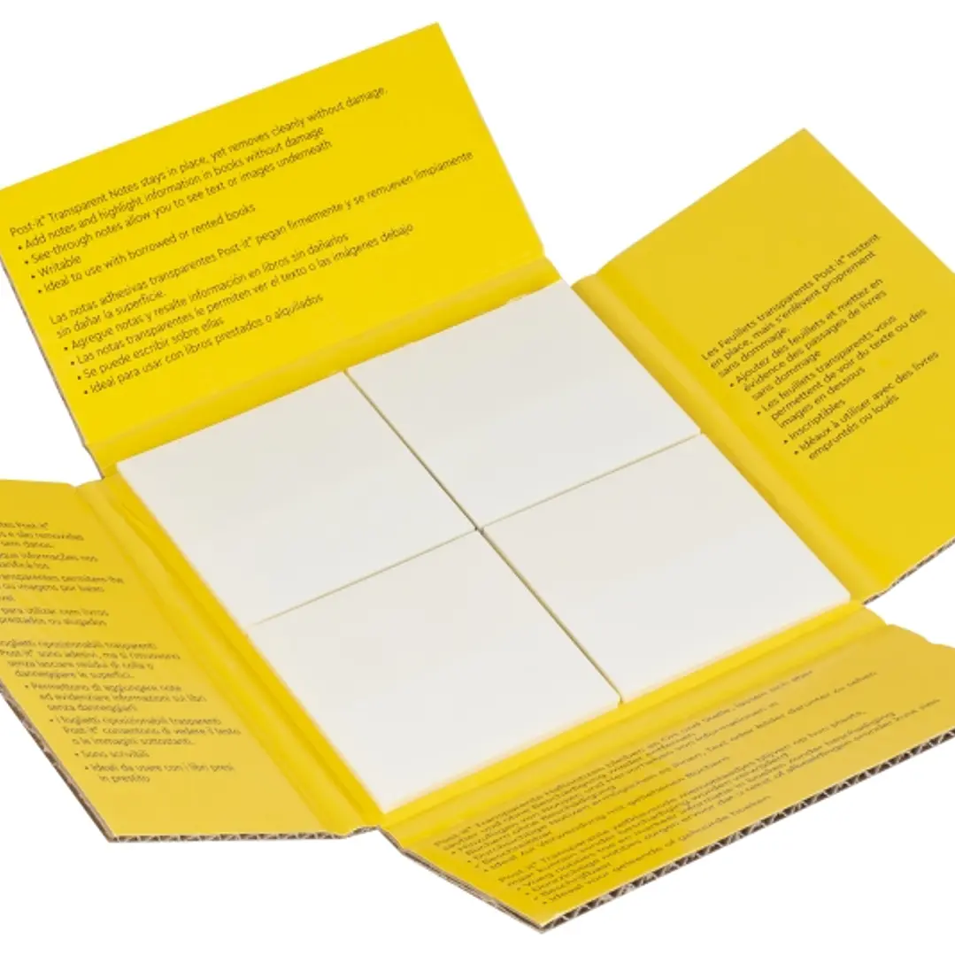 Post-It Pack de 12 Blocs de 36 Notas Transparentes - Forma Cuadrada - Color Transparente 1