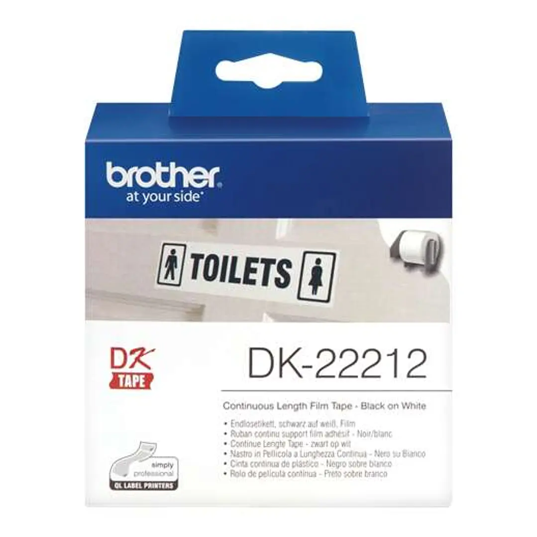 Brother DK22212 - Etiquetas Originales de Tamaño personalizado - Ancho 62mm x 15,24 metros - Texto negro sobre fondo blanco 1