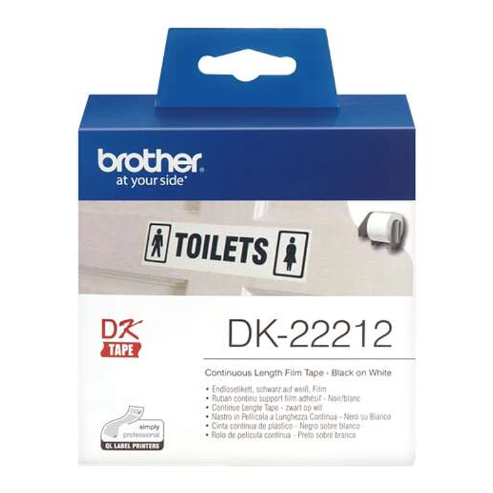 Brother DK22212 - Etiquetas Originales de Tamaño personalizado - Ancho 62mm x 15,24 metros - Texto negro sobre fondo blanco 1