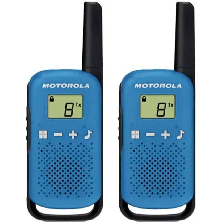 Motorola T42 Pack 2 Walkie Talkies - 16 Canales PMR446 - Alcance hasta 4Km - Autonomia hasta 18h - Color Azul 1