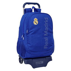 Safta Real Madrid Mochila con Carro - Portabotellas - Compartimentos Grandes - Doble Tirador - Hombreras Acolchadas - Espalda Acolchada - Asa Superior
