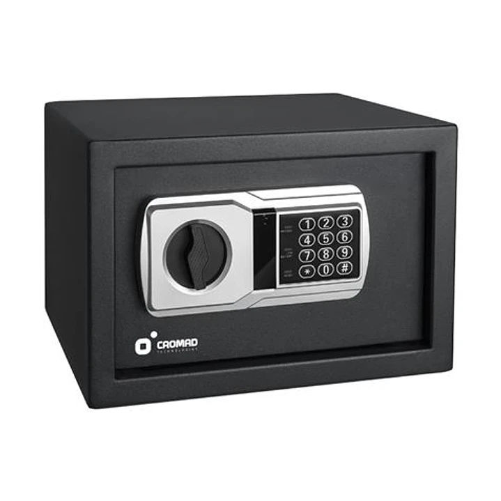 Cromad Caja Fuerte Electronica - Alto Nivel de Seguridad - De 3 a 8 Digitos - Bisagras Ocultas - Incluye Llave de Emergencia - 200x310x200mm 1