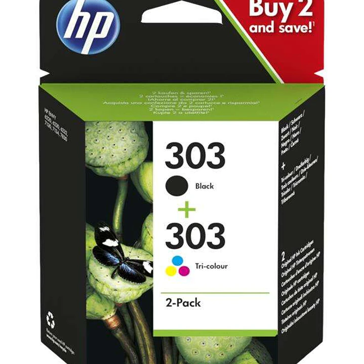 HP 303 Negro + Color Pack de 2 Cartuchos de Tinta Originales - 3YM92AE 1
