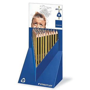 Staedtler Jumbo Noris 119 Expositor con 48 Lapices de Grafito Triangulares - Mina HB - Resistencia a la Rotura
