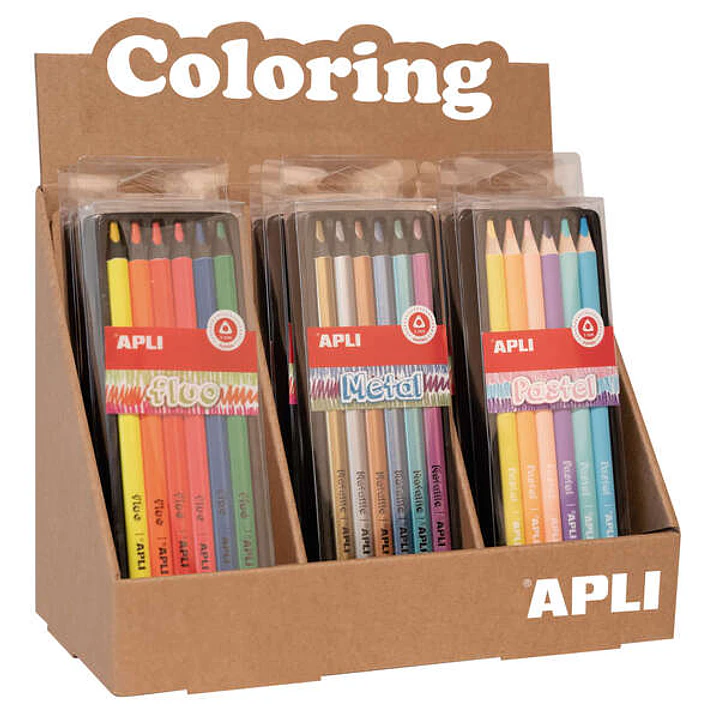 Apli Jumbo Set de Lapices - 5mm de Grosor - 12 Cajas Surtidas con 6 Lapices Cada Una - Fluo, Metal y Pastel 1