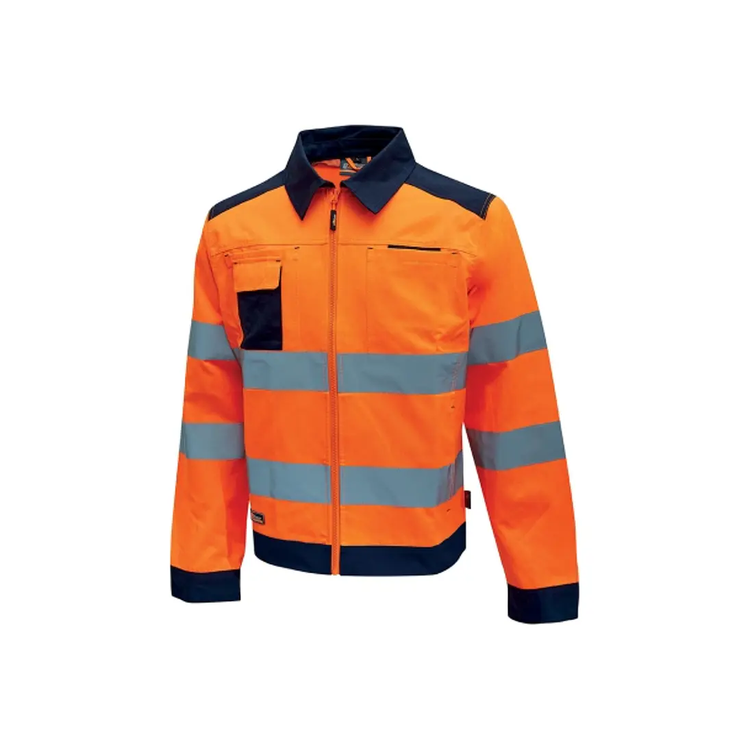 Upower Gleam Chaqueta Funcional con Bolsillos Multifuncionales - Talla S - Portatarjetas Retractil, Rayas Reflectantes, Triple Costuras, Proteccion DP 1